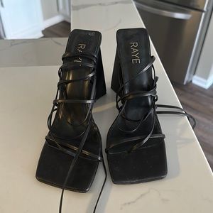 RAYE Black Block Heel Lace up Heels